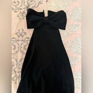 ZARA Black Strapless Dress with Statement Bow